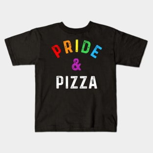 Pride & Pizza LGBT LGBTQ Gay Pride Flag Slogan Kids T-Shirt